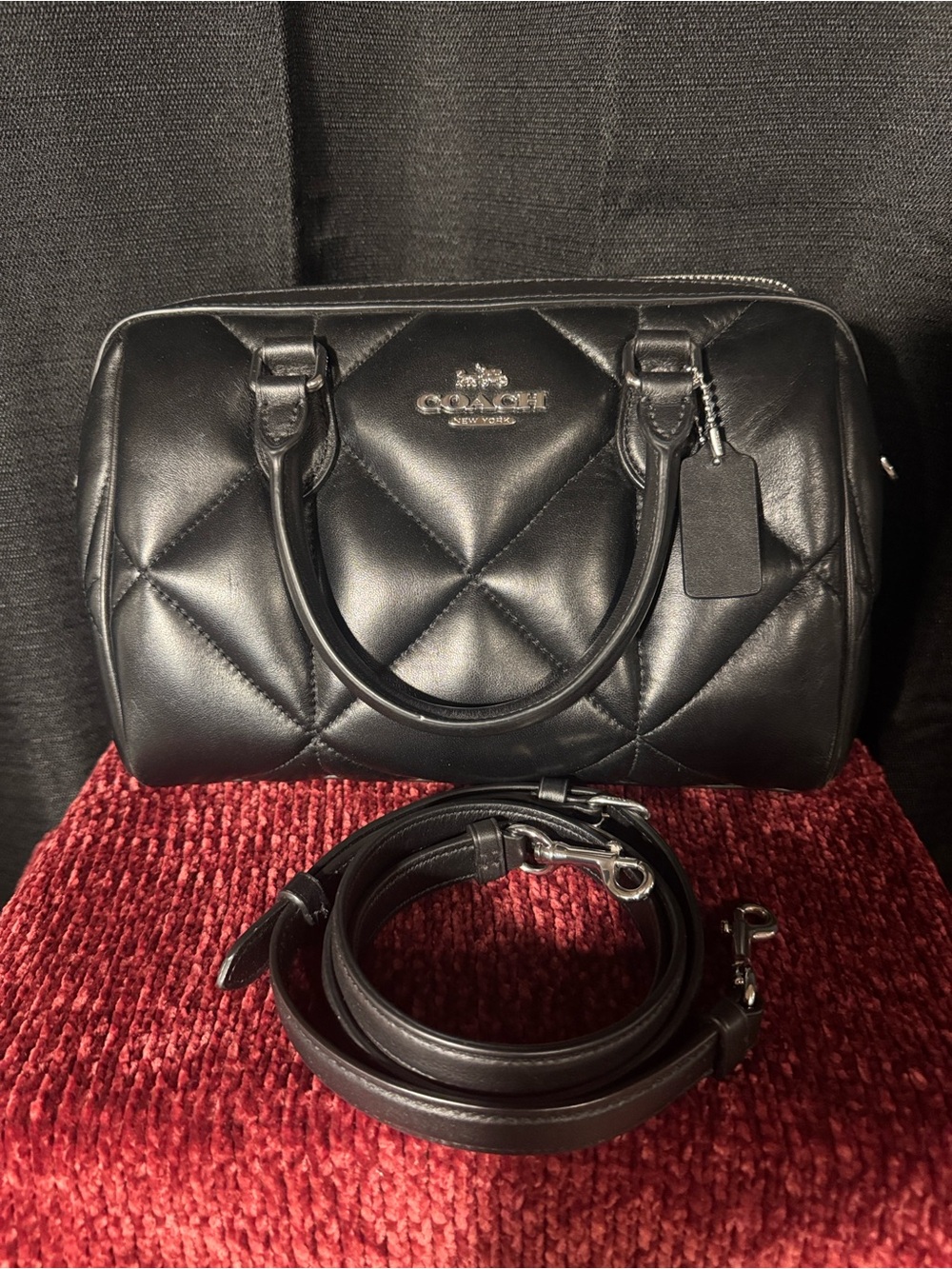 Coach Rowan Satchel Leather Purse With Puffy Diamond Quilting - Picture 7 of 15
